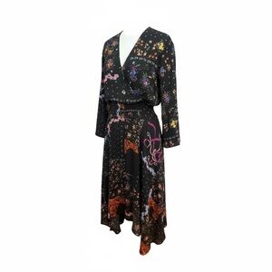 Desigual Black Dress with Multicolor Floral Design